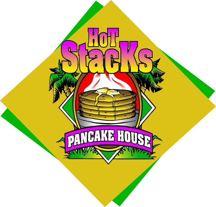 A logo for hot stacks pancake house.